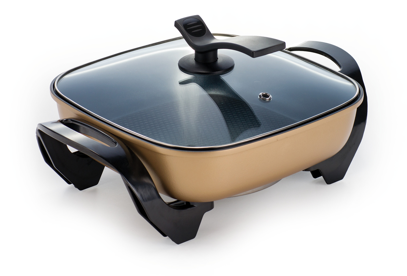 30CM, 1500 Watt, Electric Frying Pan (Gold) Capri